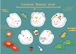 Luxiem正月兔兔 半斷貼紙