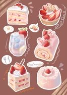草莓甜點貼紙
