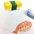 水彩-玉子壽司 蝦壽司
