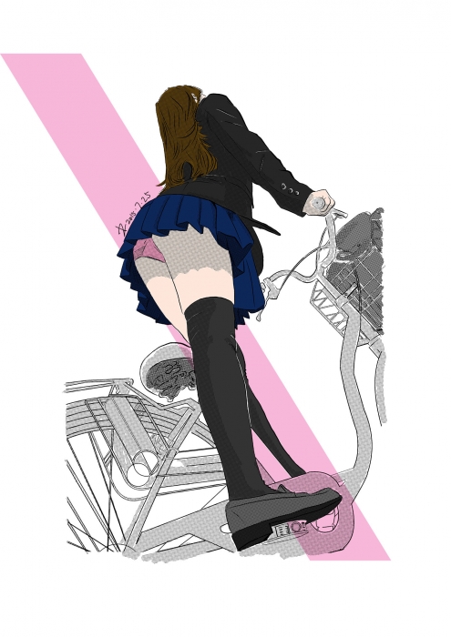 踏單車的女同學