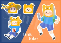 ♥Adventure Time Fin&amp;Jake 阿寶與老皮貼紙♥