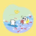 夏五概念 瀏海腿海邊玩水 流沙厚壓克力 附小卡