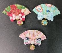 鬼滅之刃-DIY手作扇型日式和風慶典髮飾品鴨嘴夾