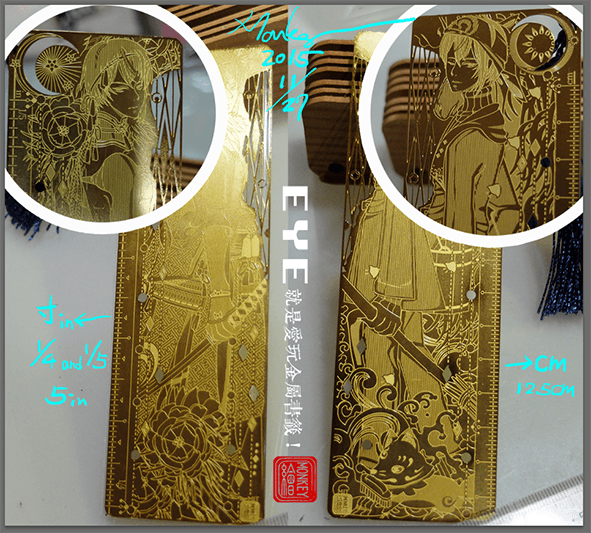 雙面三日月金屬雙寸量尺書籤