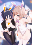 【原創】小幸＆早苗_兔兔虹光燙粉紅流沙小卡