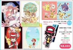 【神奇寶貝 POKEMON】明信片四枚套組+貼紙三張+特典RED+皮卡丘彩色小木夾