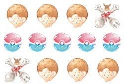 【Pokemon】伊布入菜系列 伊布尾巴餅乾、糖果精靈球 亮膜刀模貼紙 A7