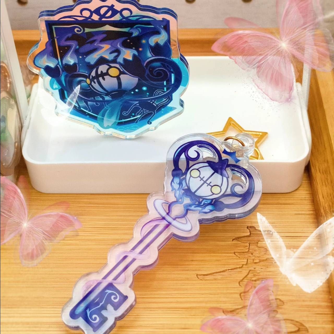 寶可夢周邊~水晶燈火靈 (淺雷射款壓克力吊飾)