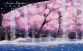櫻花水舞-天藍色律動橫式方格筆記本