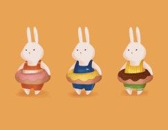 兔子甜甜泳圈明信片