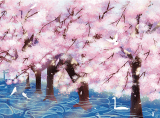 櫻花天池-天藍色律動橫式方格筆記本
