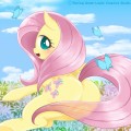 彩虹小馬-圓形滑鼠墊-Fluttershy