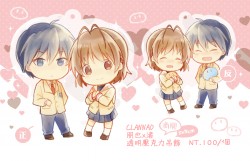 《CLANNAD》朋也X渚-透明雙面壓克力吊飾(滴膠)