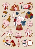 豬粒馬戲團 Circus Pig Sticker