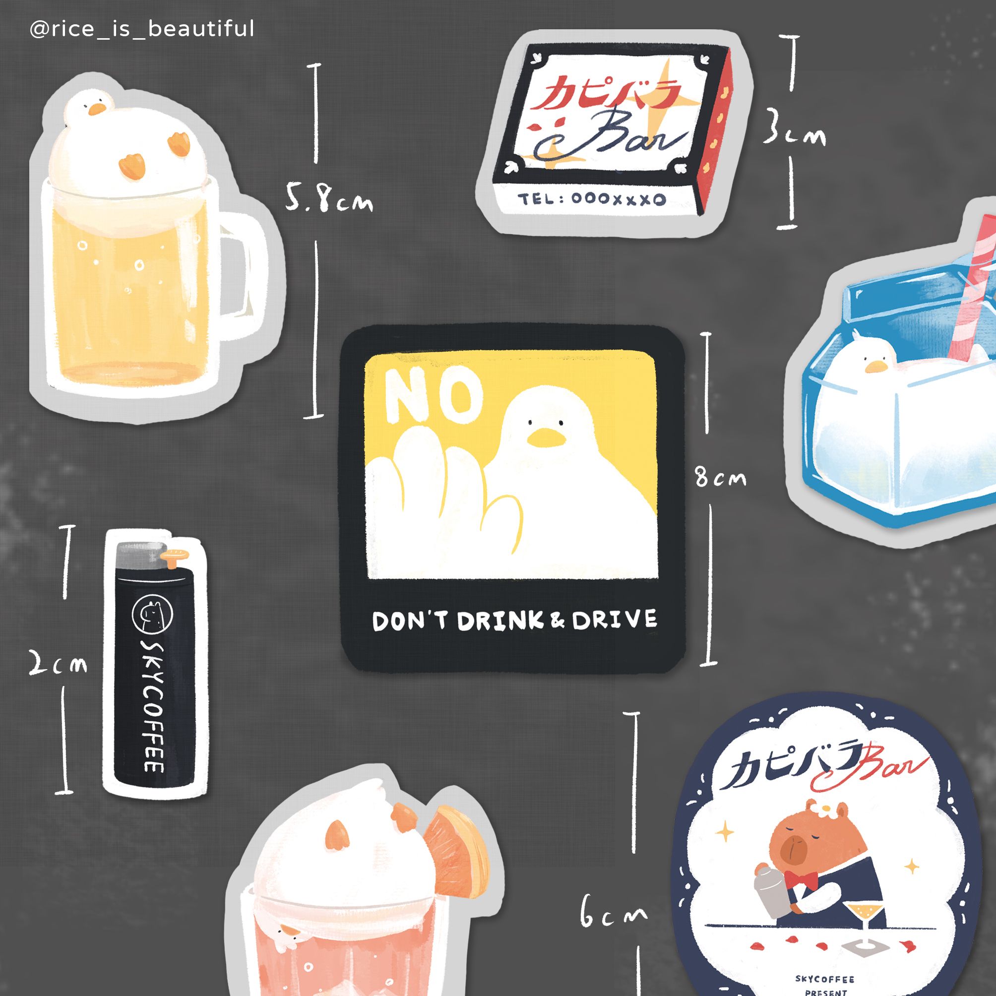 【SKYCOFFEE】カピバラBar All my heart 霧面防水軟膠貼紙組