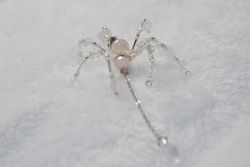 蜘蛛髮夾－櫻花瑪瑙（銀）