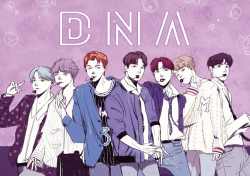BTS-DNA Comeback Stage造型 塗鴉風格 海報