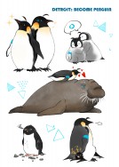 底特律南極小動物貼紙