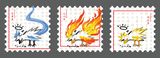寶可夢_神鳥鳳凰圖-三神鳥燙印郵票貼紙組