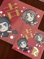 FF7 札克斯&amp;艾莉絲 春聯斗方+貼紙組【吉】