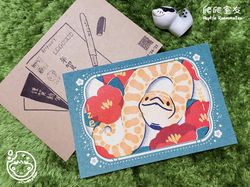【爬爬室友】【JAM年賀狀 ’24-’25】𝟐𝟎𝟐𝟓乙巳年🐍豬鼻蛇孔版印刷賀年卡