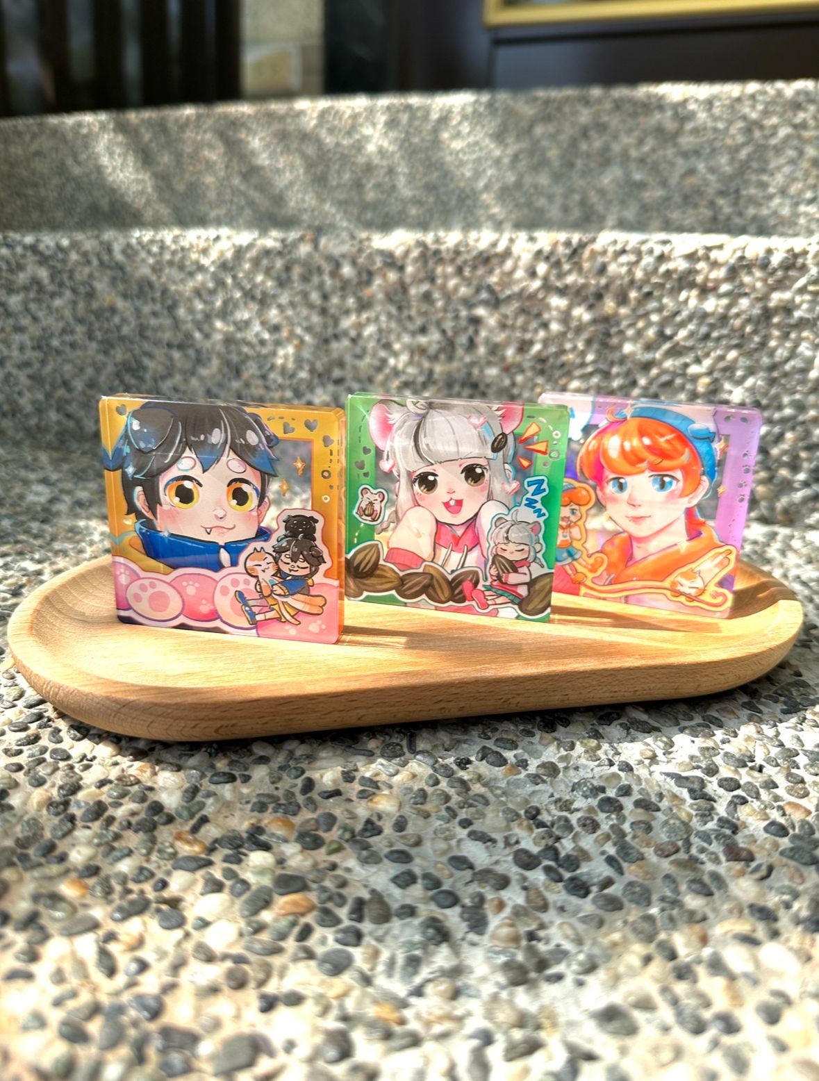 【原創】貓咪倉鼠擬人淺雷射景深壓克力磚 飯友