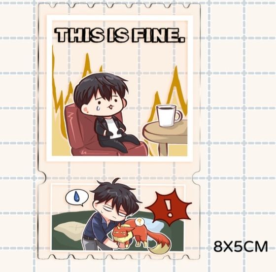 THIS IS FINE 彩虹膜票根吊飾