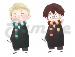 【HP】哈利&amp;跩哥透明白墨貼紙