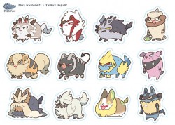 【POKEMON】阿罵養的狗(PM)透明白墨刀模貼紙