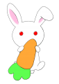 原創-抱著紅蘿蔔的紅眼白兔