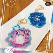 寶可夢周邊~胖可丁大集結吊飾 (彩虹雷射款壓克力)